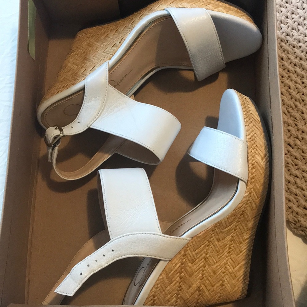 Jessica Simpson white wedges. Size 6. Never worn.